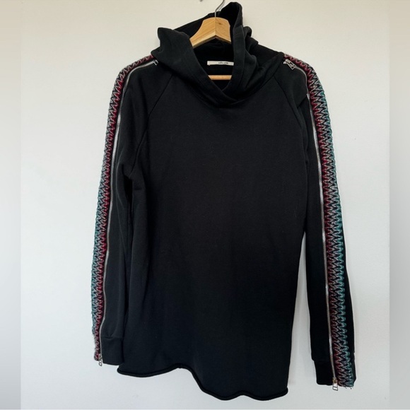 D'zzit New Fleece Black Hoodie Sweatshirt With Colorful Zipper Accents Size M - Picture 5 of 5